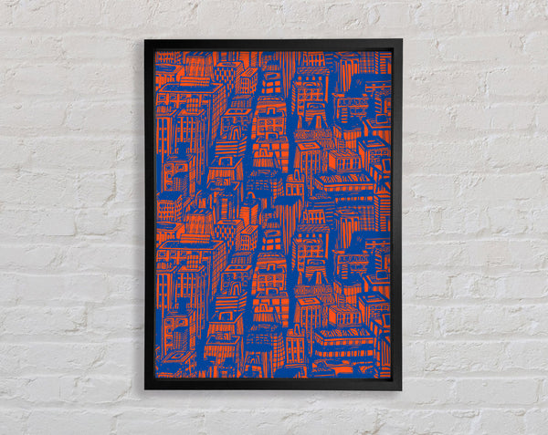 Retro Building Blokes Framed Print