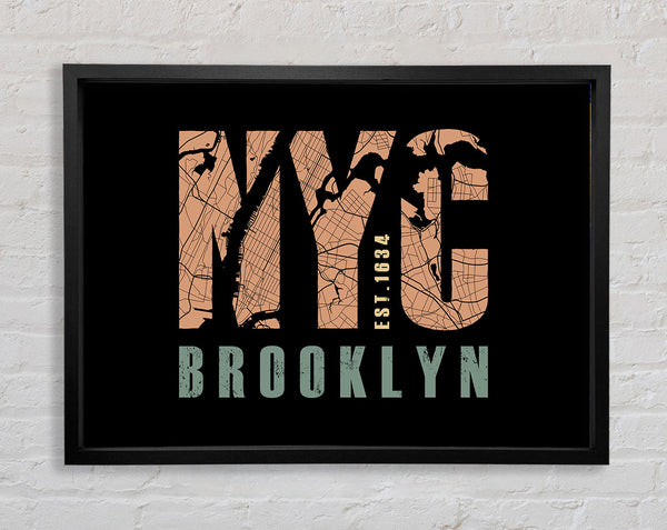 Retro map Of The City 5 Framed Print