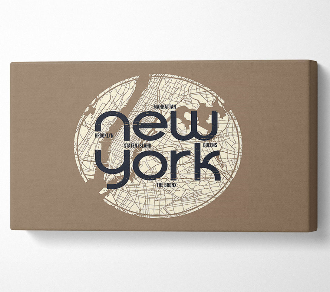  A Canvas Print of Retro map Of The City 6 Canvas Print