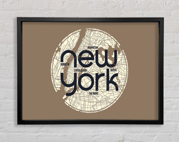Retro map Of The City 6 Framed Print