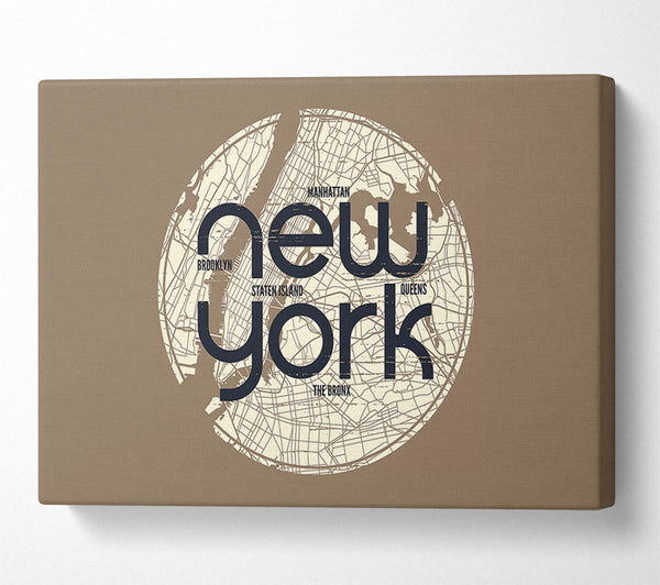  A Canvas Print of Retro map Of The City 6 Canvas Print
