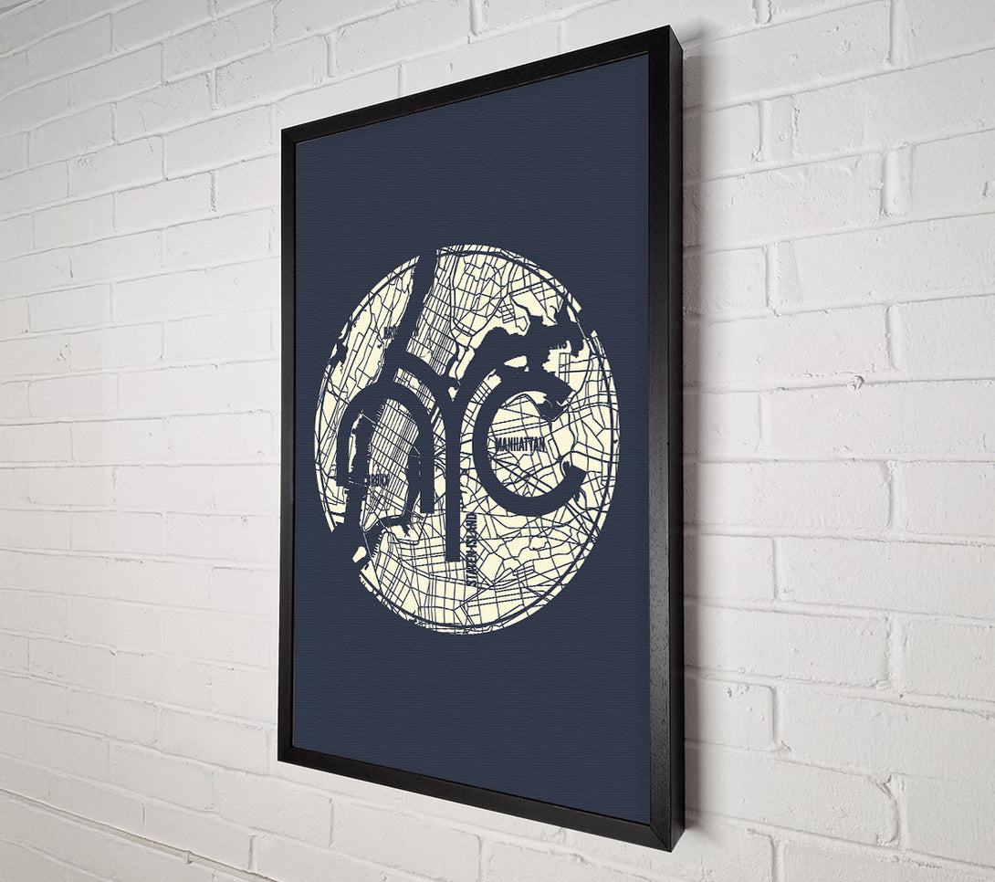  A Canvas Print of Retro map Of The City 2 Canvas Wall Art