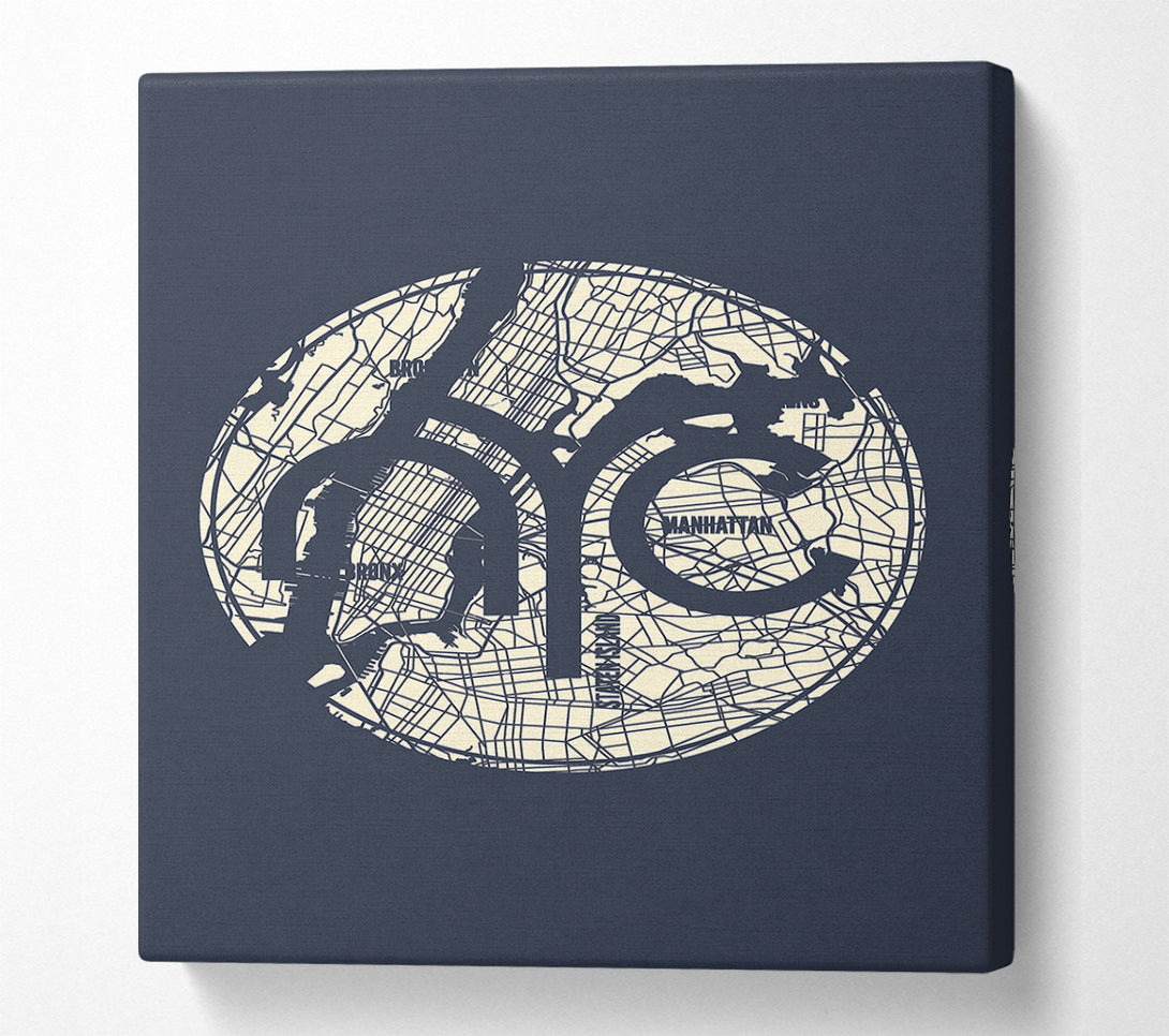  A Canvas Print of Retro map Of The City 2 Canvas Wall Art