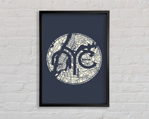 Retro map Of The City 2 Framed Print
