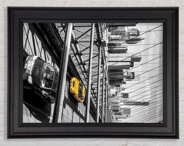 Brooklyn Bridge Yellow Cab NYC Framed Print