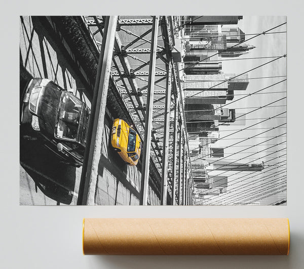 Brooklyn Bridge Yellow Cab Nyc Poster