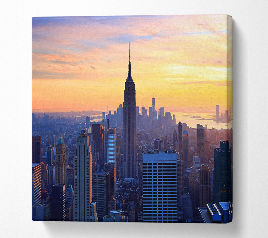  A Canvas Print of Sunset Over The Empire State Building Canvas Print
