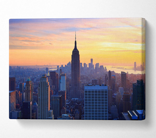  A Canvas Print of Sunset Over The Empire State Building Canvas Print