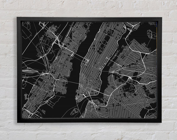 Retro map Of The City 1 Framed Print