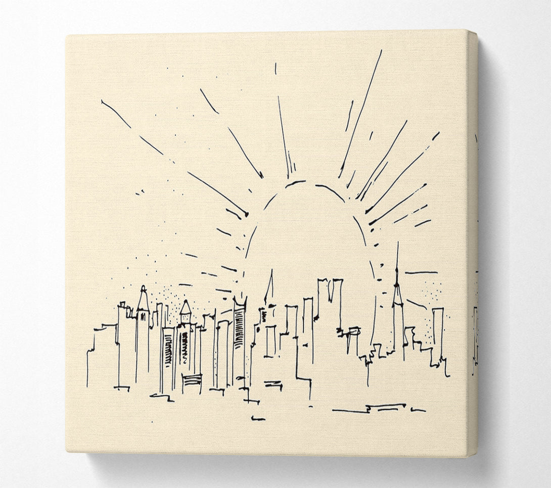  A Canvas Print of Outline Of The City 7 Canvas Wall Art