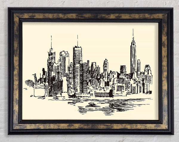 Outline Of The City 6 Framed Print