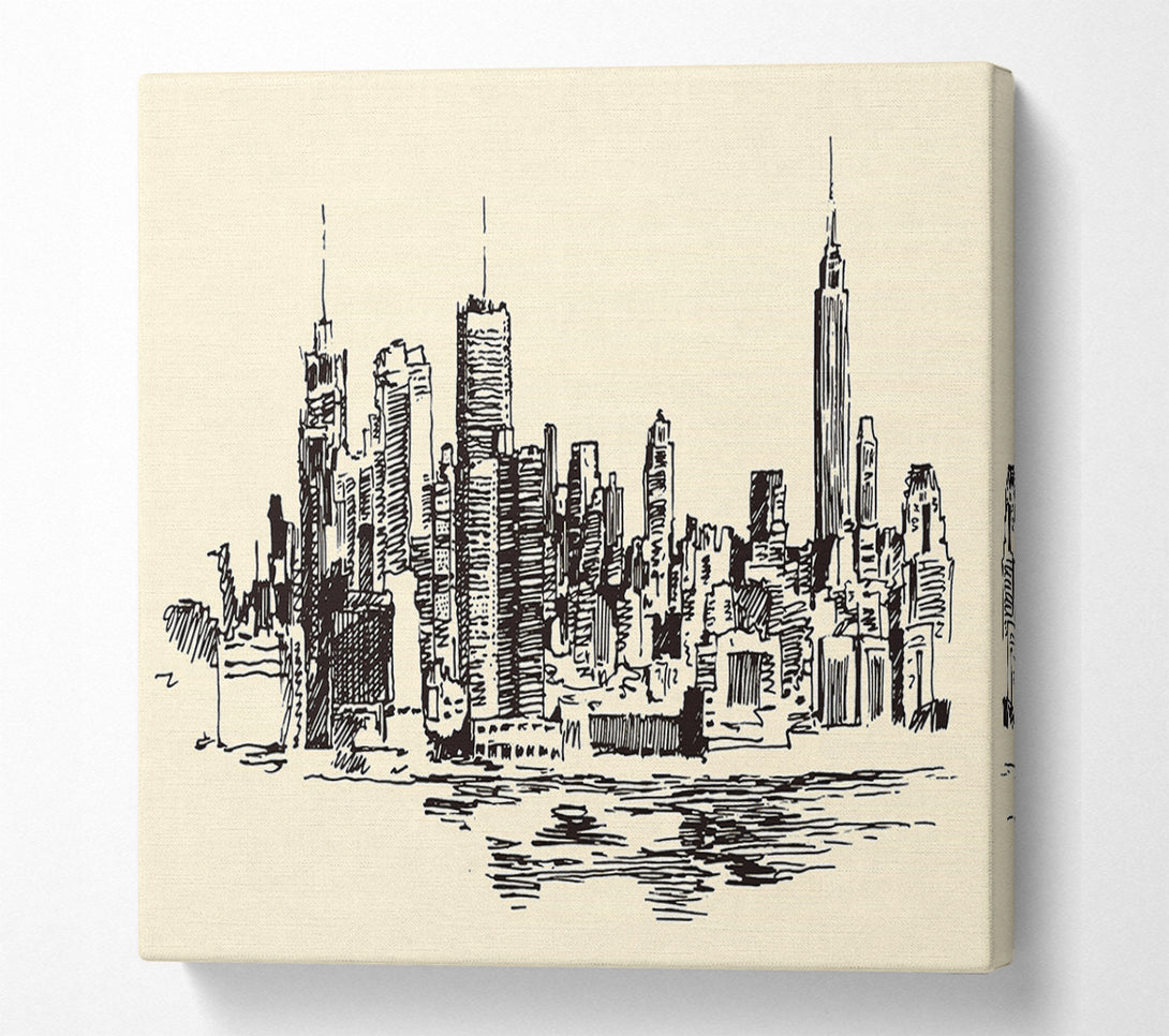  A Canvas Print of Outline Of The City 6 Canvas Print