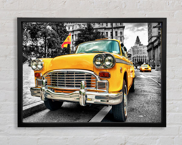 Retro Yellow Cab Framed Print