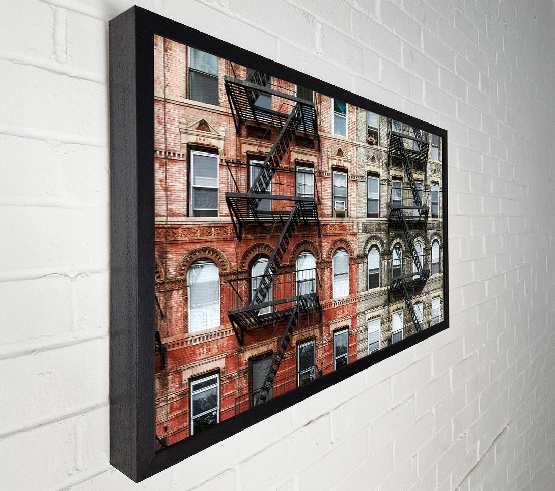  A Canvas Print of Fire Escape Appartment Blocks Canvas Art