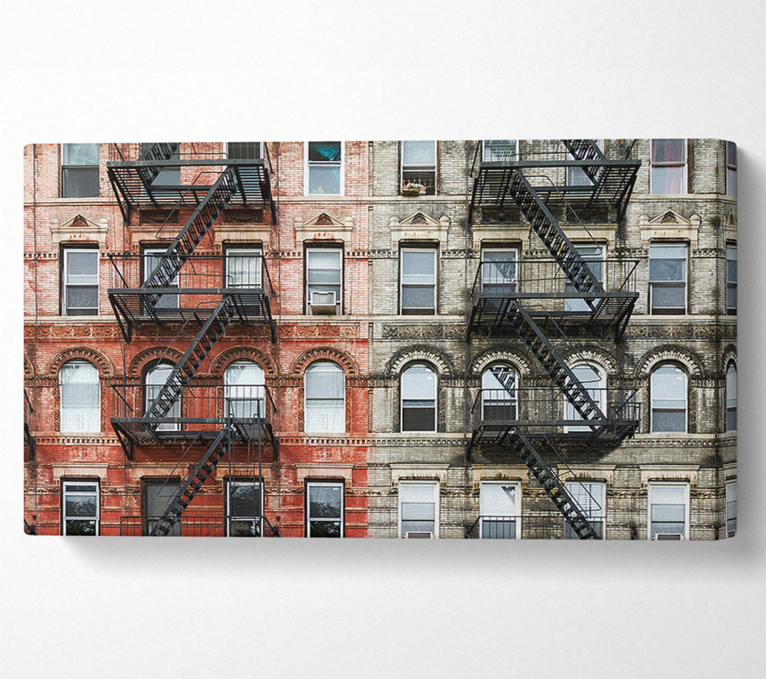  A Canvas Print of Fire Escape Appartment Blocks Canvas Art