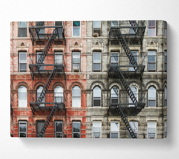  A Canvas Print of Fire Escape Appartment Blocks Canvas Art