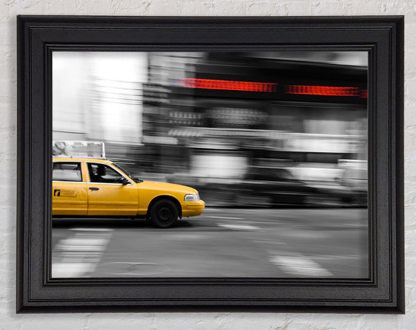 Movement Of The Yellow Cab Framed Print