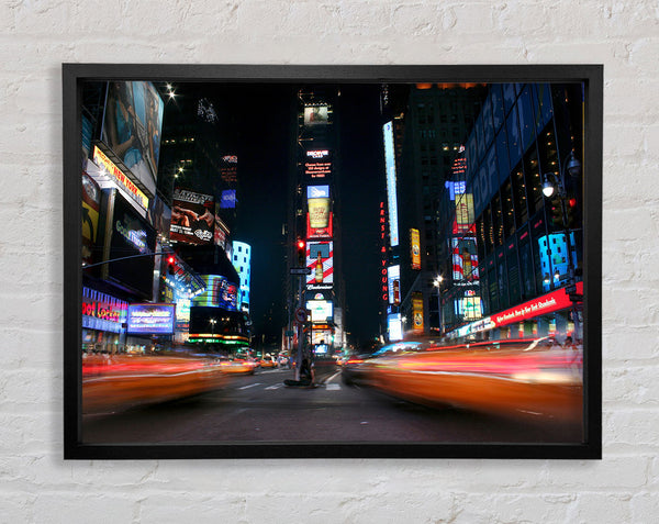 Times Square Yellow Cab Blur Framed Print