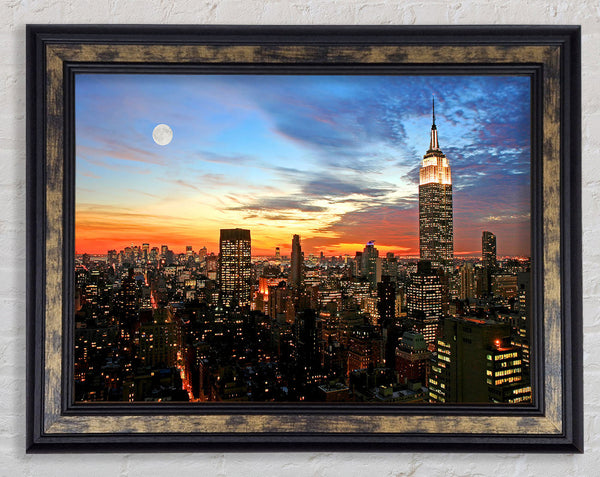 Moonlit Empire State Building Framed Print