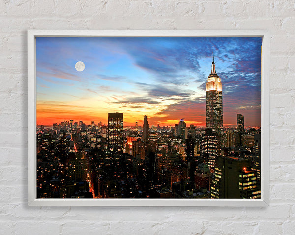 Moonlit Empire State Building Framed Print