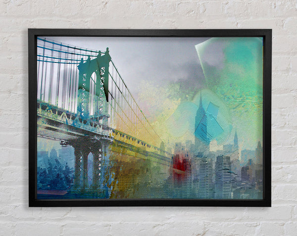 Retro City Patchwork Framed Print