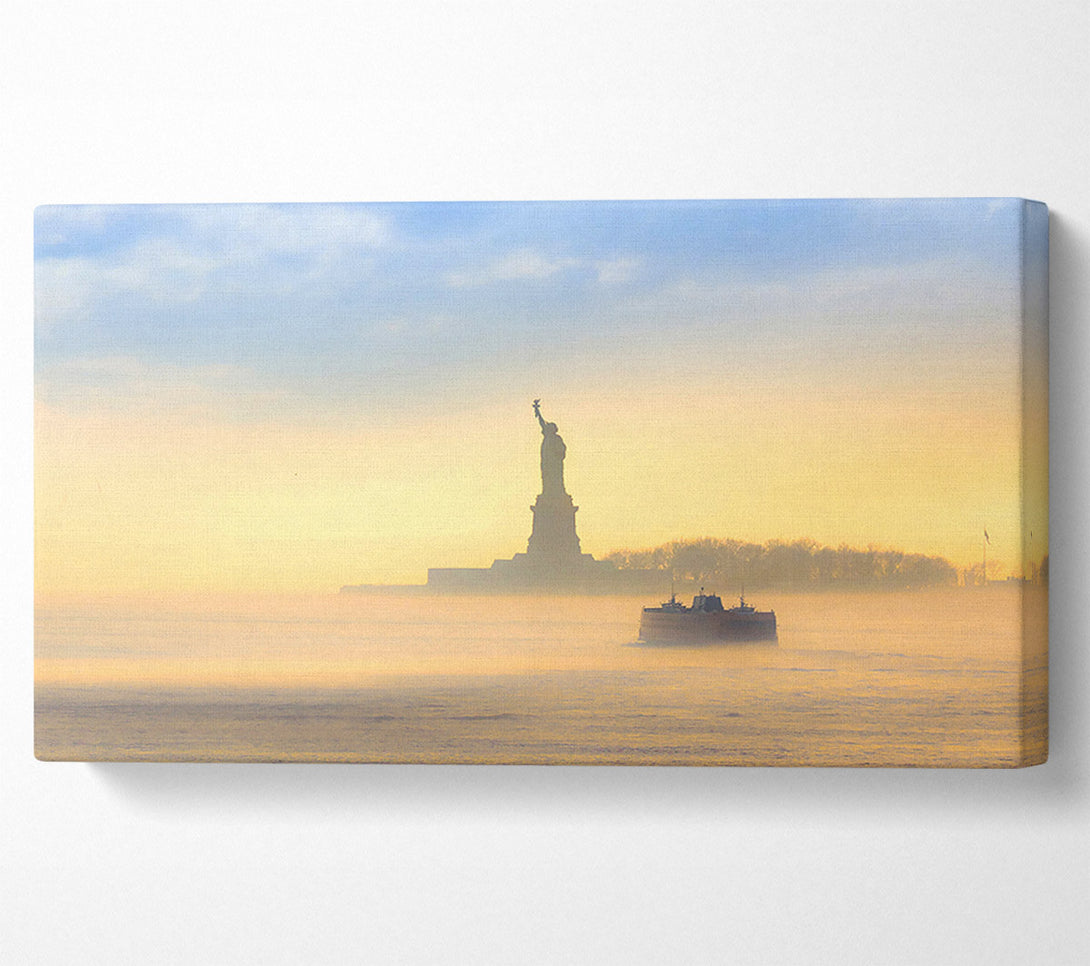  A Canvas Print of Mist Over The Statue Of Liberty Canvas Print