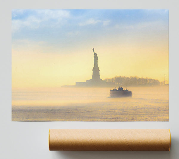 Mist Over The Statue Of Liberty Poster