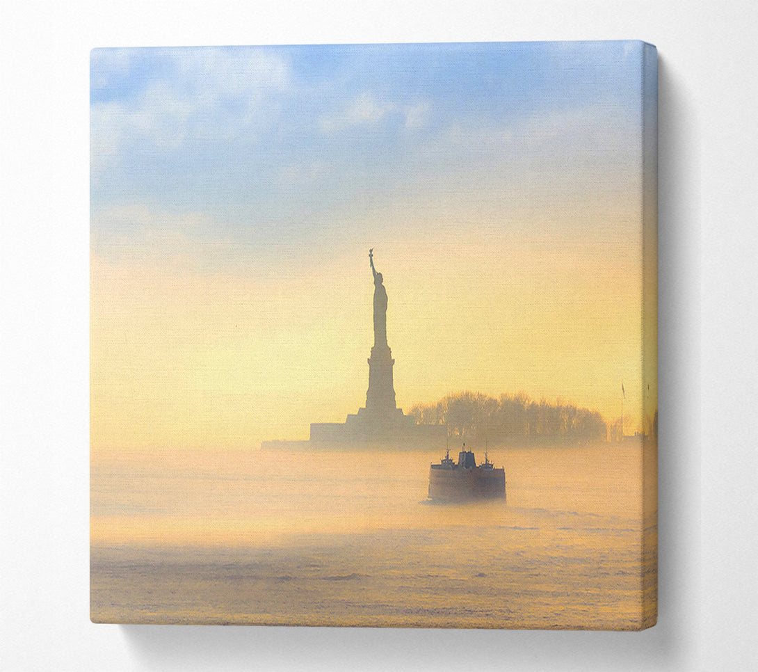  A Canvas Print of Mist Over The Statue Of Liberty Canvas Print