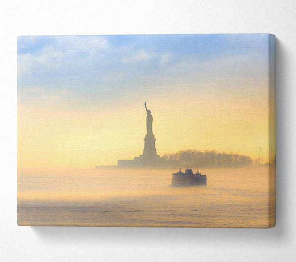  A Canvas Print of Mist Over The Statue Of Liberty Canvas Print