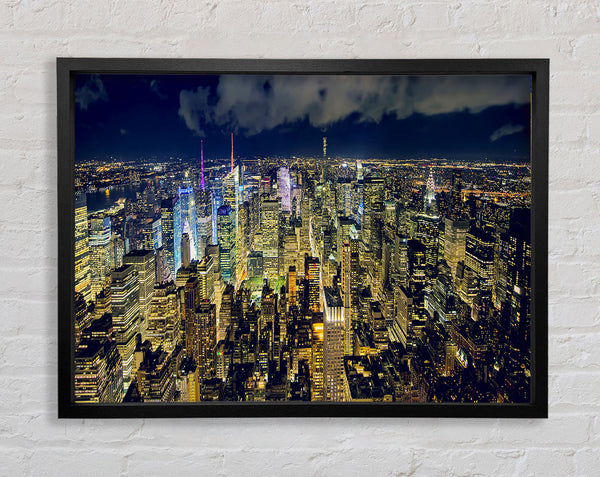 Yellow City Lights Framed Print