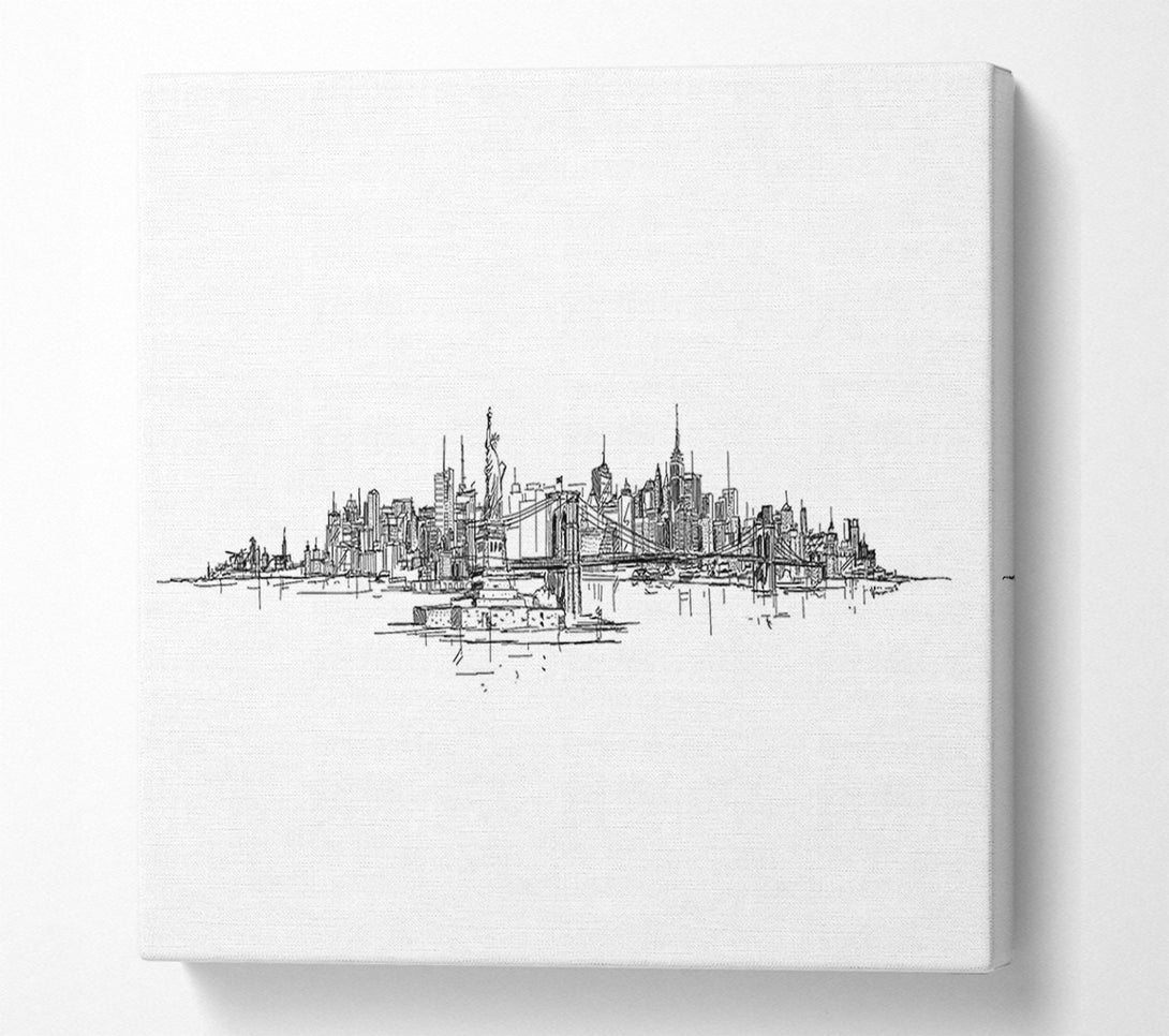  A Canvas Print of Outline Of The Big Apple Canvas Art