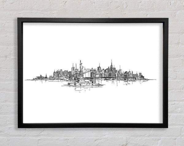 Outline Of The Big Apple Framed Print