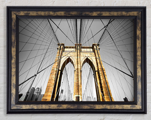Golden Brooklyn Bridge Framed Print