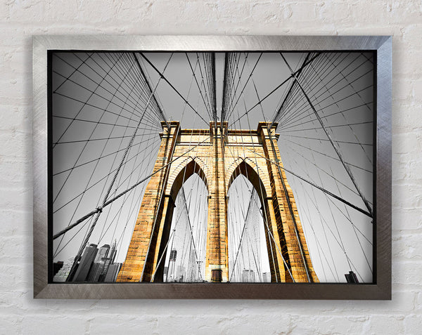 Golden Brooklyn Bridge Framed Print