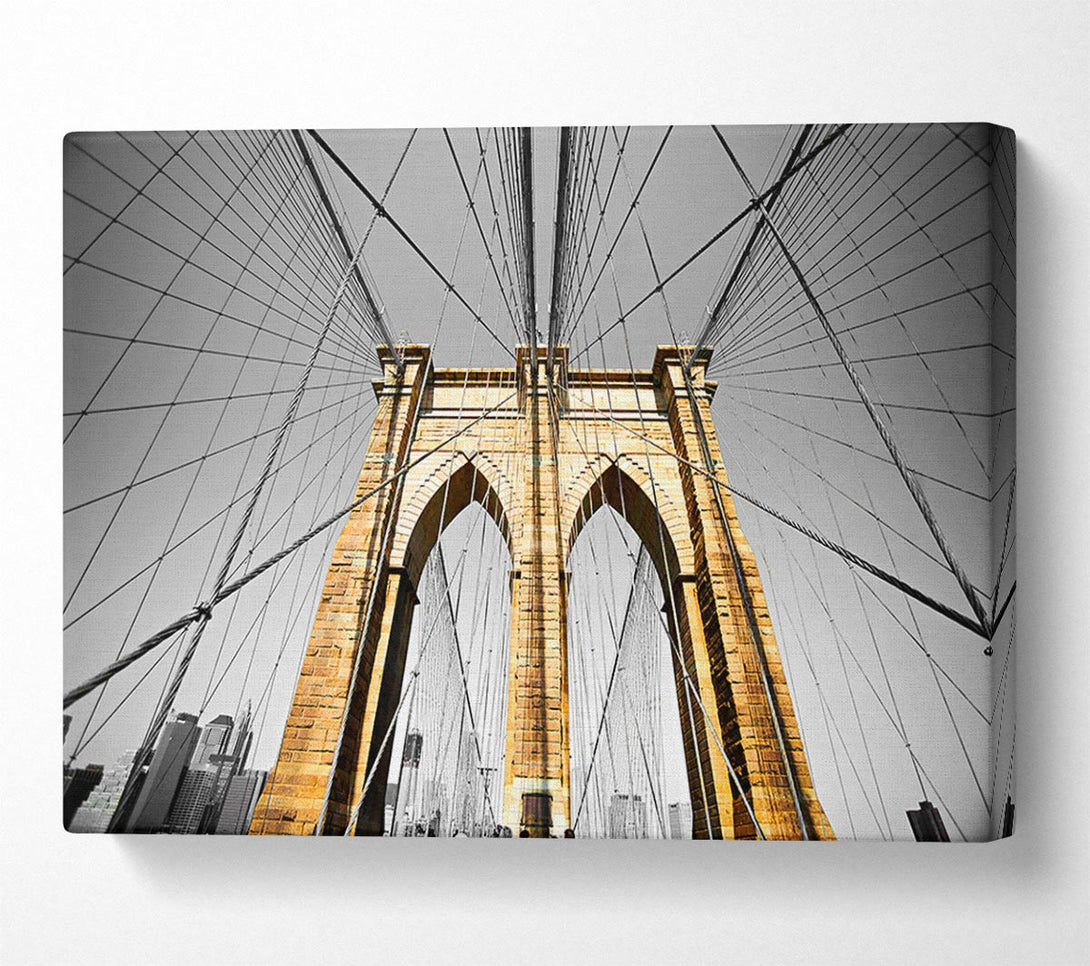  A Canvas Print of Golden Brooklyn Bridge Canvas Art