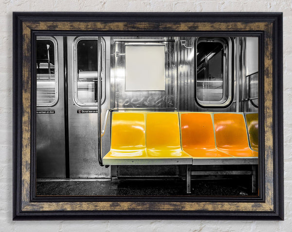 Yellow Seats In The Subway Framed Print