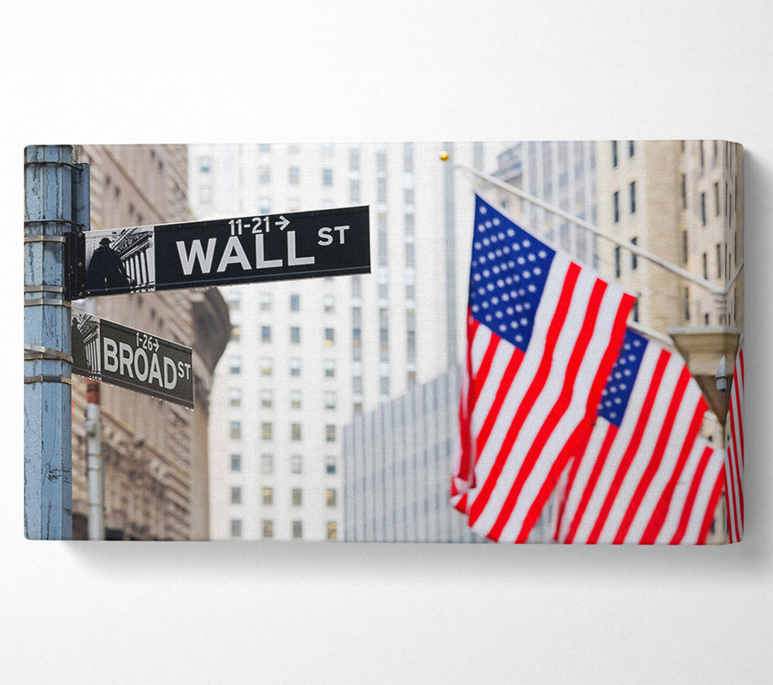  A Canvas Print of Wall Street American Flags Canvas Wall Art