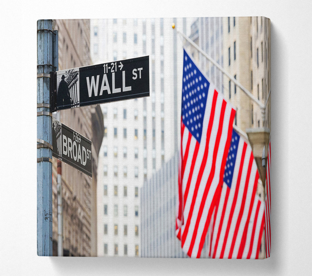  A Canvas Print of Wall Street American Flags Canvas Wall Art
