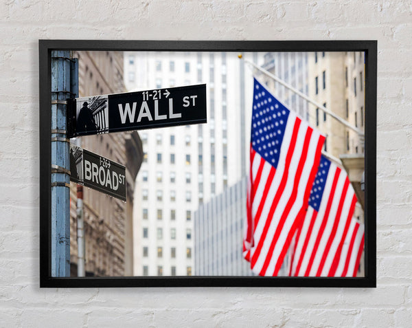 Wall Street American Flags Framed Print