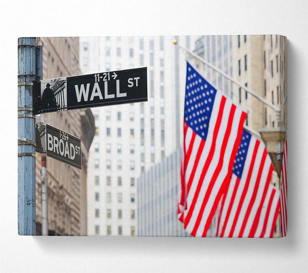  A Canvas Print of Wall Street American Flags Canvas Wall Art