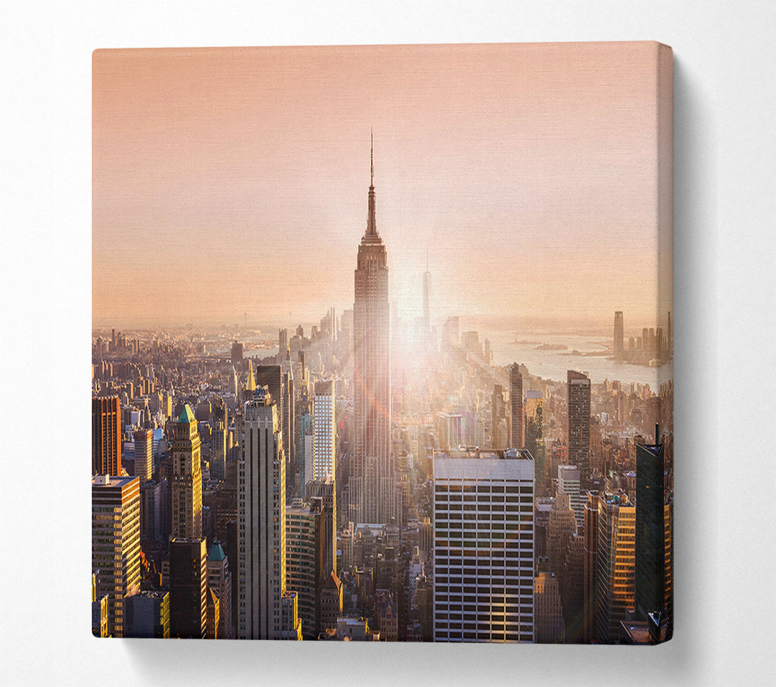  A Canvas Print of Sun Sparkle Through The Empire State Building Canvas Wall Art