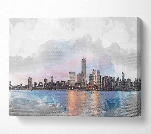  A Canvas Print of Watercolour NYC Canvas Wall Art