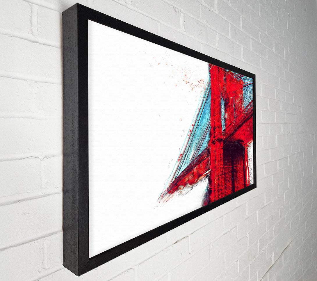 A Canvas Print of Red Funky Brooklyn Bridge Canvas Wall Art