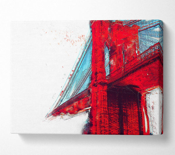  A Canvas Print of Red Funky Brooklyn Bridge Canvas Wall Art