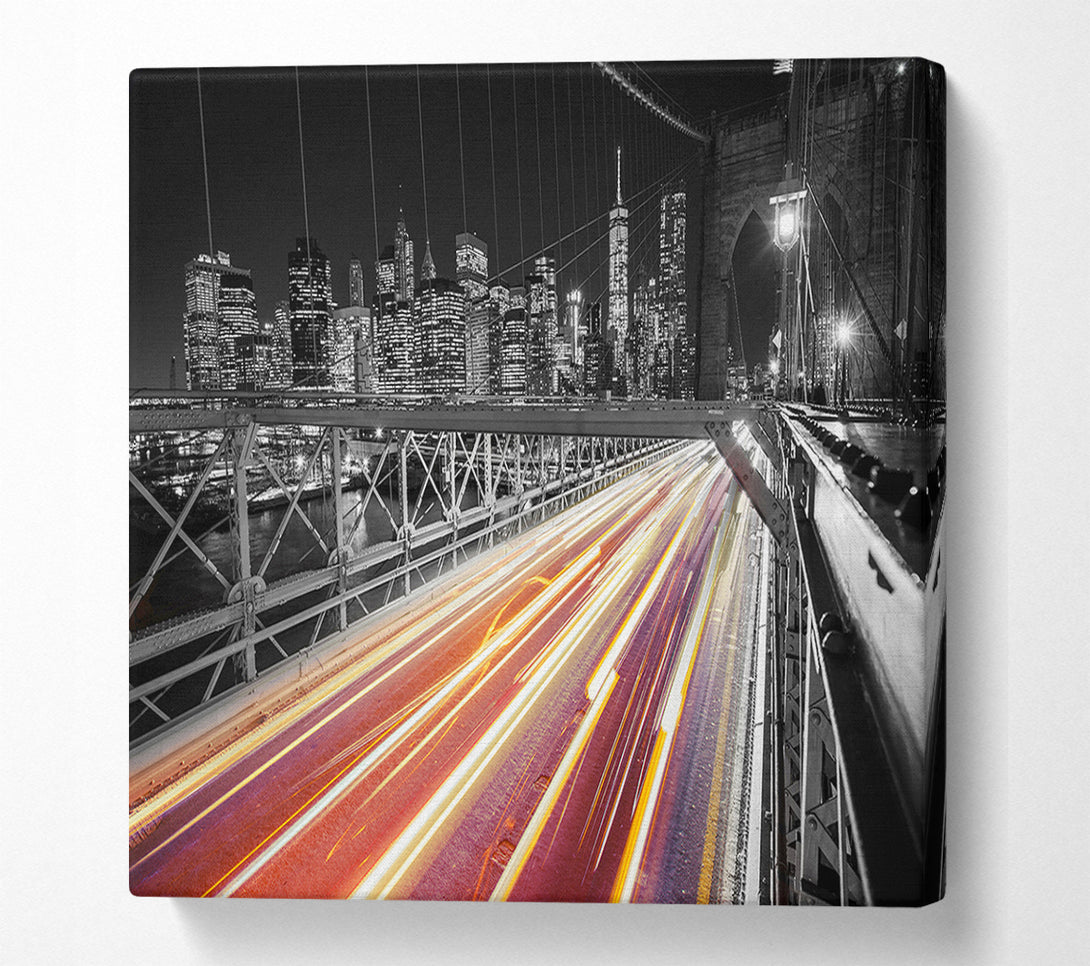  A Canvas Print of Speed Of Light On Brooklyn Bridge 2 Canvas Print