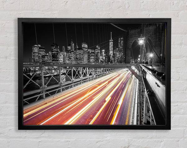 Speed Of Light On Brooklyn Bridge 2 Framed Print