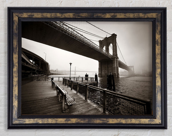Under The Brooklyn Bridge Framed Print