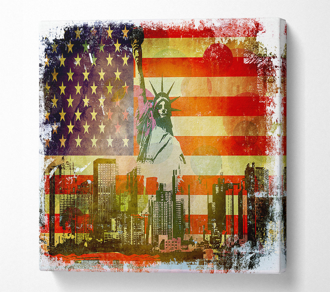  A Canvas Print of American Flag NYC Canvas Print