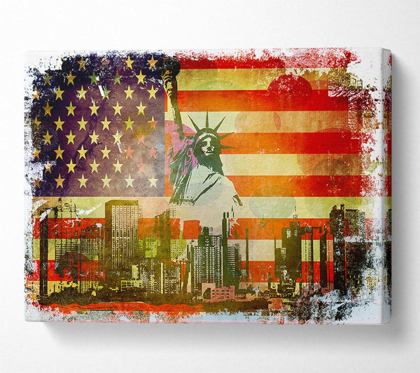  A Canvas Print of American Flag NYC Canvas Print