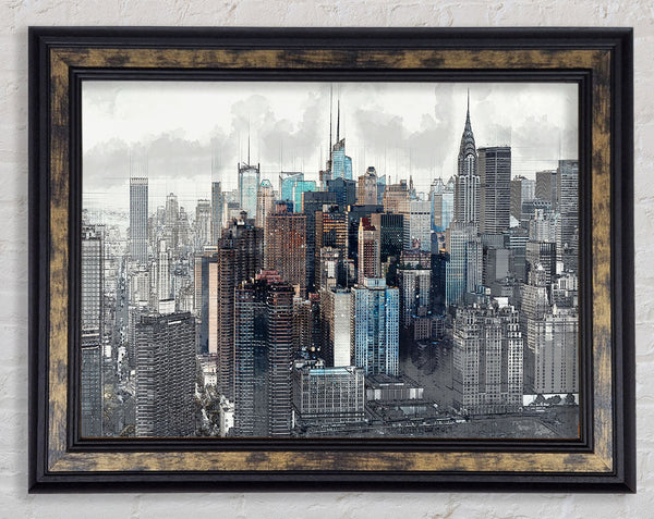 Outline Of The City 11 Framed Print